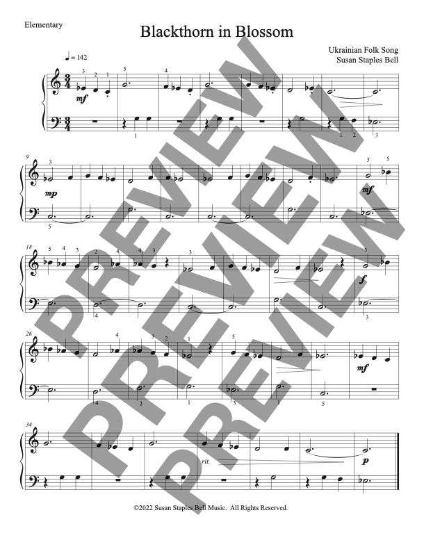 Blackthorn in Blossom, Easy Solo