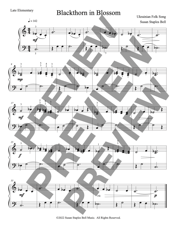 Blackthorn in Blossom, Elementary Solo