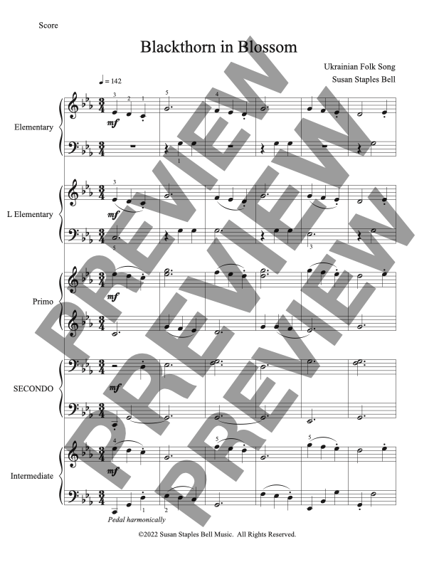 Blackthorn in Blossom, Piano Ensemble