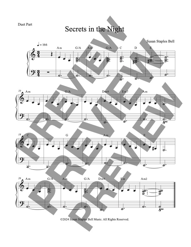 Secrets in the Night, Solo with Teacher Duet