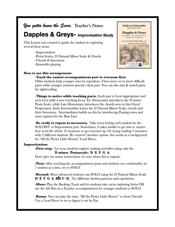 Dapples & Grey’s, Improvisation Study for Multi Level Ensemble