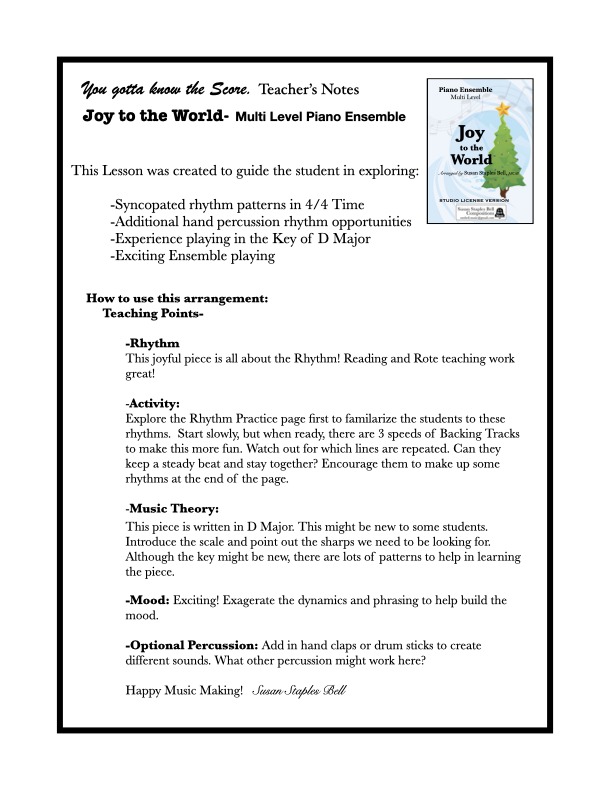 Joy to the World, Multi Level Ensemble