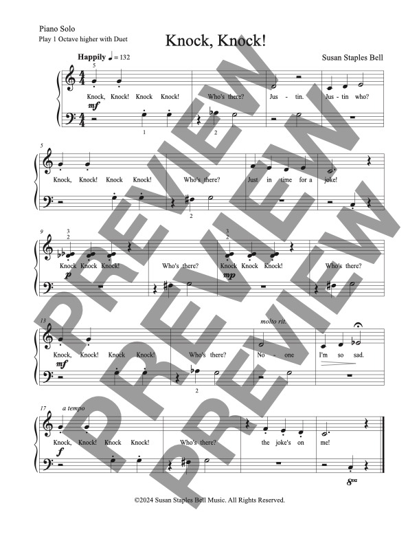 Piano Pranks, 8 Fun Solos for Elementary, Inspired by Jokes - Image 3