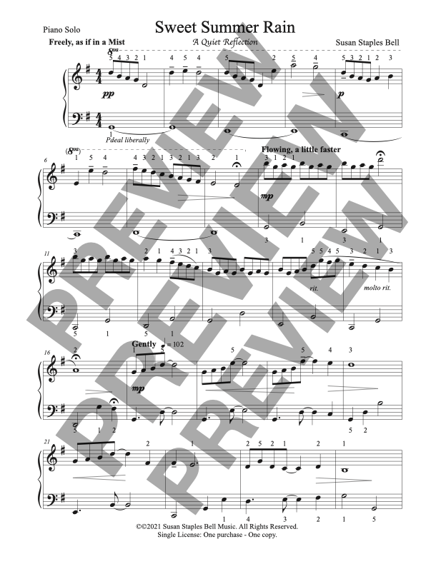 Sweet Summer Rain, Early Intermediate