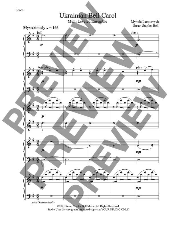 Ukrainian Bell Carol, Multi Level Ensemble