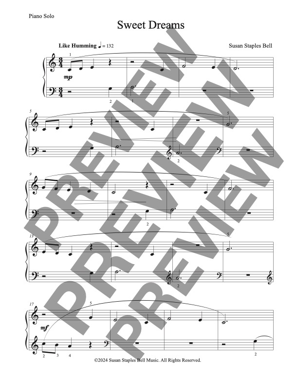 Sweet Dreams, Elementary solo with teacher duet - Image 3