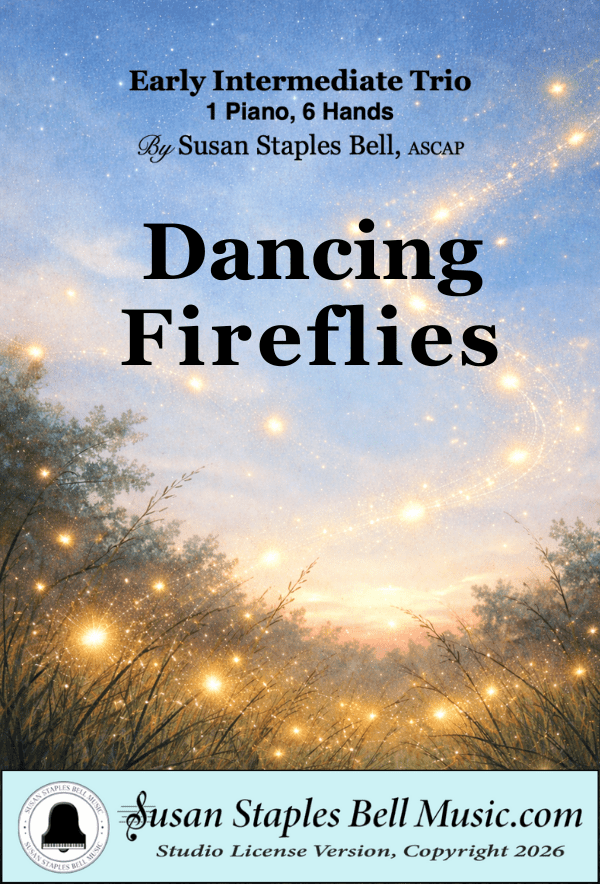 Dancing Fireflies, Early Intermediate Trio, 1 Piano - 6 Hands, Studio License