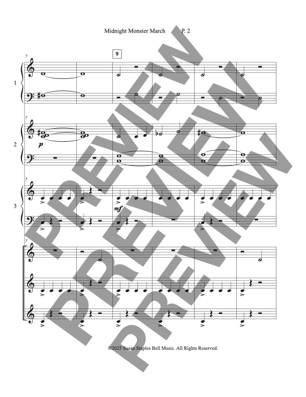 Midnight Monster March, Trio - 1 Piano, 6 Hands. - Image 3