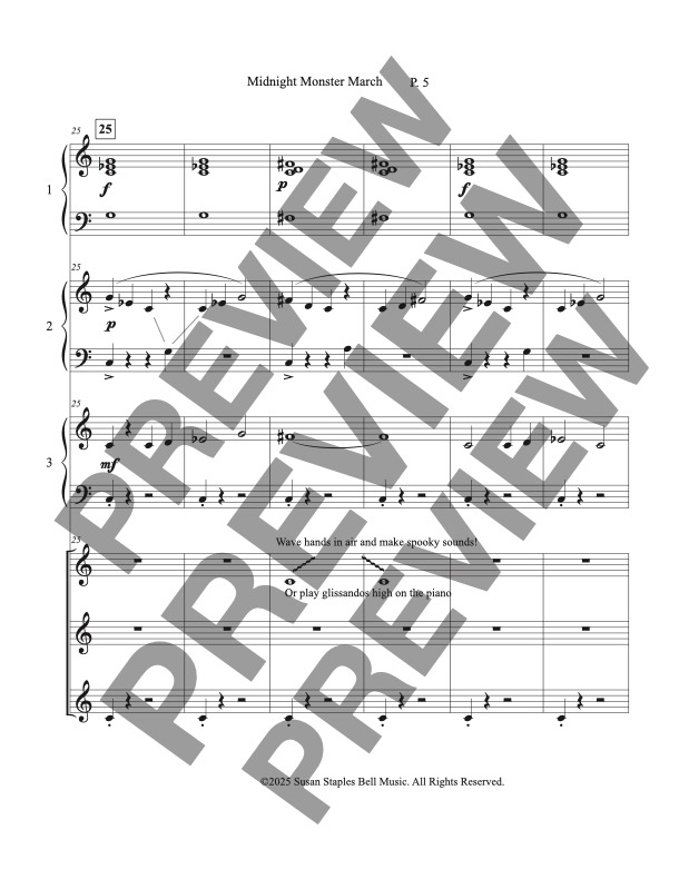 Midnight Monster March, Trio - 1 Piano, 6 Hands. - Image 4