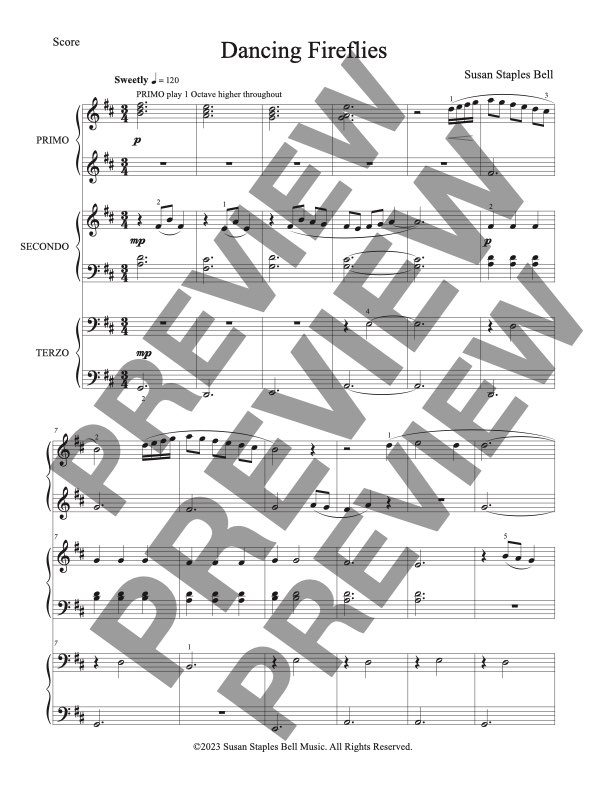 Dancing Fireflies, Early Intermediate Trio, 1 Piano - 6 Hands, Studio License - Image 2