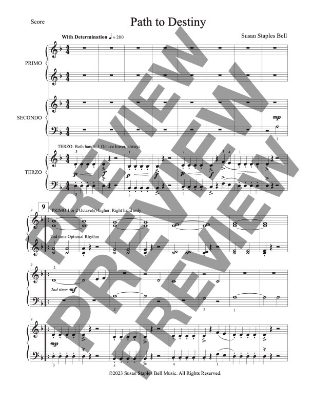 Path to Destiny, Epic Elementary Trio – 1 Piano, 6 Hands