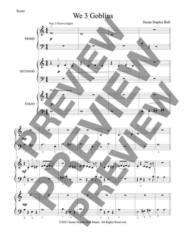 We 3 Goblins, Spooky Piano Trio – 1 Piano, 6 Hands